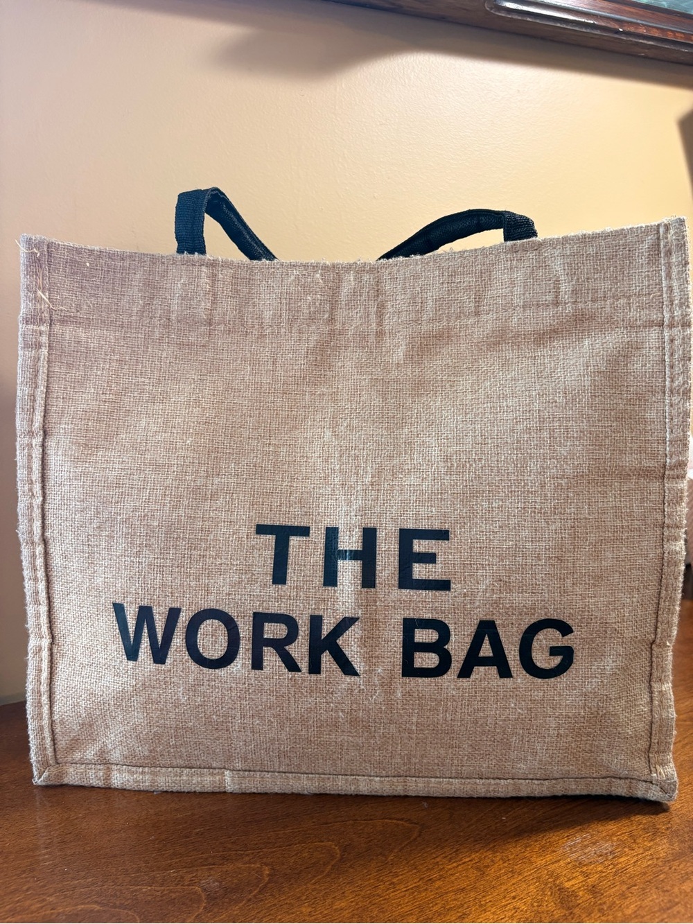 Work work work work work(sing) Work Bag Canvas Tote in Natural with BlackText